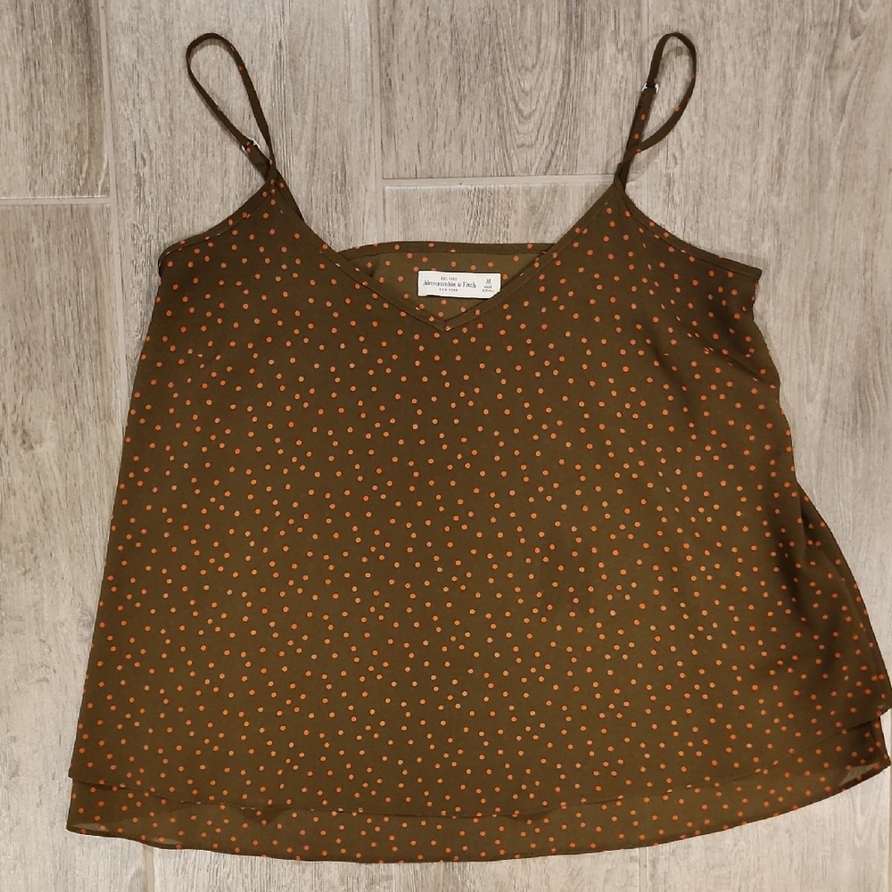 Abercrombie & Fitch Olive and Orange Dot Camisole